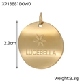 Polierter goldener Rundanhänger 2.3cm Durchmesser mit Blumengravur und Aufhängering - Blumen-Logo-Marken-Kreisstil (XP13881D0W0)