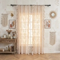 Tende in pizzo francese con ricamo floreale e bordi a volant per camera da letto - Stile Finestra Piccola / Beige