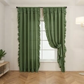 Deep green ruffle curtains in semi-sheer fabric for living room and bedroom decor - 100*130cm / Green