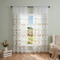 White sheer curtain with orange tulip floral embroidery in a bright pastoral interior - Tulip Vine Sheer Curtain (Rod Pocket) / 100*220cm