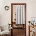 White translucent lace door curtain with leaf embroidery and wavy scalloped edges - Leaf
