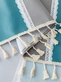 Mantel nórdico impermeable de PVC con diseños en azul y gris y flecos de borlas blancas - 140cm*100cm / Verde