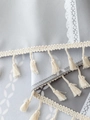 Mantel nórdico de PVC gris impermeable con estampado floral blanco y bordes de borlas - 140cm*100cm / Gris