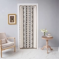Bohemian style door curtain with black geometric patterns on off-white linen fabric - 140*200 / Great Wall Pattern (Great Wall)