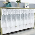 White lace cafe curtain with dual-layer floral patterns for cabinets and windows - 230cm*45cm / White