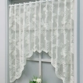 Rideau brise-bise en dentelle blanche avec broderie papillon et bord festonné - 100cm*150cm / Papillon