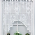Kort wit kanten café gordijn met bloemenborduursels en elegante geschulpte rand - 100cm*150cm / Spiegelbloem Stijl