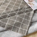 Mantel de lino con cuadros marrones y blancos y detalles de bordes dobladillados - 140*220cm / Rejilla Gris y Blanca