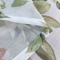 Nappe transparente avec feuilles vertes, motif floral et détails de couture soignés - 100cm*100cm / Blanc avec fleurs rouges