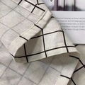 Mantel clásico de algodón y lino a cuadros blancos y negros con textura tejida - 140*220cm / Rejilla Blanca y Negra