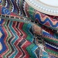 Ethno-Tischdecke aus dickem Baumwollleinen mit geometrischem Muster und Webstruktur - 100cm*150cm / Mehrfarbig