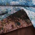 Camino de mesa jacquard floral verde azulado con detalle de textura tejida gruesa - 140*90cm / Pintura al Óleo Azul Teñida en Hilo