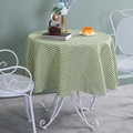 Green and white gingham round tablecloth in rustic cotton linen fabric on a circular table - Rectangular M / Green