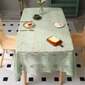 Light green rectangular hollow crochet lace tablecloth with floral patterns for home decor - 150x250cm / Cyan