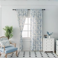 French country style floral curtains with blue bird pattern on cotton linen fabric - 140*80cm / Little Blue Pumpkin