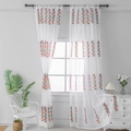 Rideaux blancs semi-transparents avec broderie de feuilles colorées pour balcon lumineux - 100*130cm / Blanc