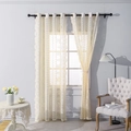 Elegant beige lace window curtains with floral pattern and wavy scalloped edges - Oversized / Off White