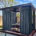 Dark grey waterproof sheer curtain for outdoor gazebo and patio privacy protection - Navy Blue / One Piece Of Dark Pocket W130*h213