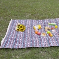 Bohemian ethnic style picnic mat with colorful geometric patterns and fringe. - 100x150cm / Arrow Triangle