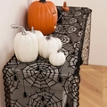 Elegant black lace spider web table runner for Halloween party decor and festive table setting - 30*100cm / Spider