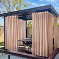 Waterproof outdoor pergola sheer curtain in light beige with hook top for patio - Nude Pink / One Piece Of Dark Pocket W130*h213