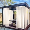 Waterproof outdoor gazebo curtain in cream white sheer fabric for patio privacy - Champagne / One Piece Of Dark Pocket W130*h213
