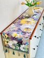 Camino de mesa estilo pintura al óleo con flores coloridas y colgantes de borlas - Diámetro 110 (Redondo) / Camino de Mesa Púrpura