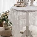 Mantel redondo de encaje de ganchillo blanco con patrón floral vintage para mesas - Flor De Encaje Alemán Blanco / 70*100