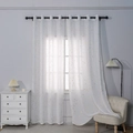 White semi-sheer curtain with golden star foil print and metal eyelets for living room - 130*100 / Star