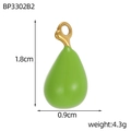Detailed view of teardrop 18K gold plated charm with dimensions 1.8cm by 0.9cm - Grass Green Teardrop Style (BP3302B2)