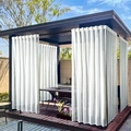 Waterproof white outdoor sheer curtain for patio pergola with rod pocket design - Milk White / One Piece Of Dark Pocket W130*h213