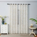 White and gold floral foil print curtains with grommet top in a two-piece set - 130*100 / Flower with Leaf