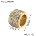 Detail of 1.18cm gold plated stainless steel bead with four rows of inlaid zircons - Ap34329d0w0