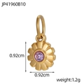 Macro view of flower-shaped pendant with purple zircon and gold petal detail - Purple Flower Pendant (JP41960B10)