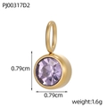 Detailed close-up of a 0.79cm gold stainless steel pendant with purple cubic zirconia - Purple Round Pendant (PJ00317D2)