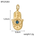 Detaillierter Hamsa-Goldanhänger mit blauem Kristall und Maßangaben für Schmuck - Hamsa Hand Dunkelblaue Zirkonia (BP3292B3)