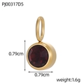 Detail view of 0.79cm gold stainless steel pendant with red cubic zirconia stone - Deep Red Round Pendant (PJ00317D5)