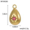 Primer plano del colgante de gota de oro con circón rosa y engaste de estrella - Gota de Estrella Zirconia Rosa (BP3902B3)