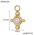 Detalle de colgante de estrella cruzada dorada con perla para creación de joyas - Estrella Textura Perla Blanca (BP3961D4)