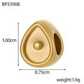 Detailed view of teardrop 18k gold plated stainless steel pendant with dimensions - Waterdrop Shape (BP3396B)
