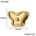 Macro shot of gold butterfly charm with dimensions 0.80cm by 0.97cm and weight 2.0g - Butterfly Shape (BP3400B)