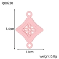 Pink diamond-shaped four-leaf clover pendant in stainless steel, size 1.4cm x 1.1cm - Pink Rhombus Hollow (PJ00230)