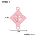 Pink diamond-shaped stainless steel four-leaf clover charm with connectors, 1.4cm x 1.1cm - Pink Rhombus Cutout Style (PJ00230-1)