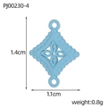 Light blue flower charm connector in stainless steel with dimensions 1.4cm by 1.1cm - Light Blue Rhombus Cutout Style (PJ00230-4)