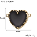 Vintage black enamel heart charm with gold scalloped edge for DIY jewelry making - Heart Enamel Scalloped Edge Charm (XP15659D1K0)