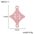 Pink four-leaf clover enamel pendant with size measurements 1.4cm by 1.1cm - Pink Rhombus Cutout Style (PJ00231-1)