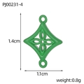 Green enamel stainless steel clover charm with diamond shape and jewelry loop - Green Rhombus Cutout Style (PJ00231-4)