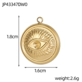 Golden stainless steel round evil eye pendant necklace charm with size 1.8x1.6cm dimensions - Gold Evil Eye Round Medal Style (JP43347DW0)