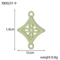 Light green stainless steel diamond clover charm 1.4x1.1cm for DIY jewelry making - Light Green Rhombus Cutout Style (PJ00231-9)