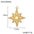 Golden octagonal star pendant with dot texture, 1.9cm x 1.7cm size stainless steel charm - Gold North Star Octagram Style (JP43350DW0)